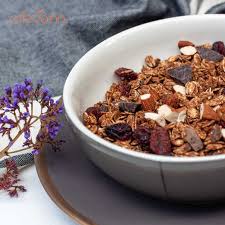 Granola de cacao con arándanos